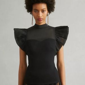 ANTHROPOLOGIE brand Eri + Ali Flutter-Sleeve Top
